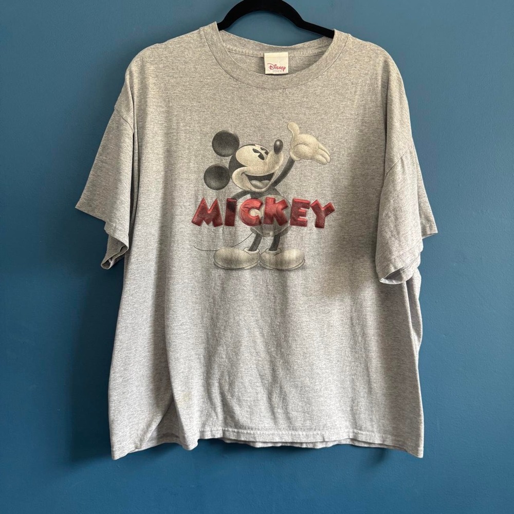 Vintage Disney Store T Shirt Size XL Gray Mickey Mouse Retro 90s Y2K WDW Tee